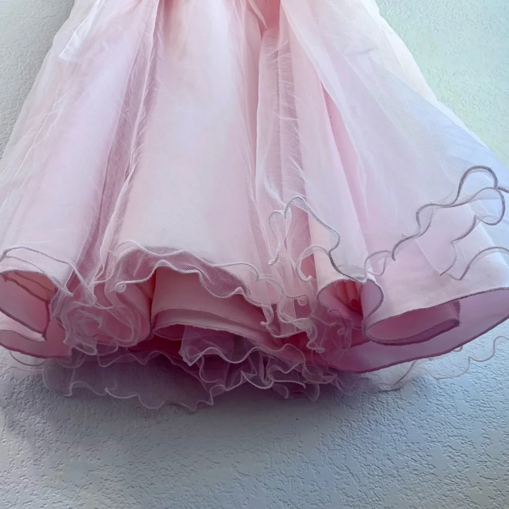 Chantilly Place Sleeveless Blush-Pink Floral Waist Tulle Gown for Girls. Size 5. - Picture 11 of 17